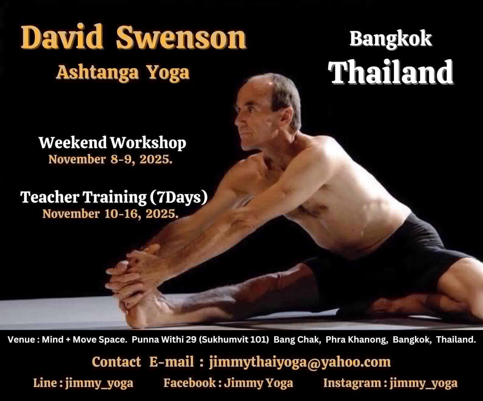 Poster of David Swenson (Ashtanga Yoga) in Bangkok 2025